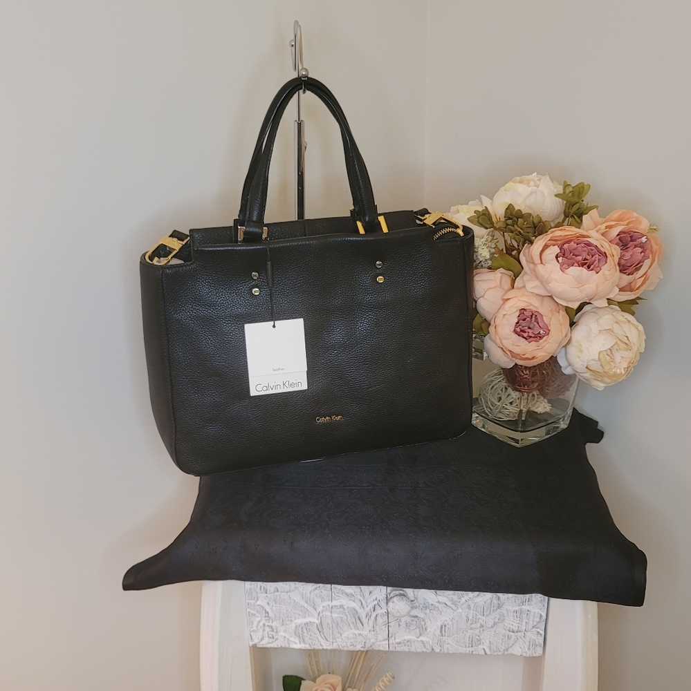 New Calvin Klein Leather Satchel Purse / Bag NWT